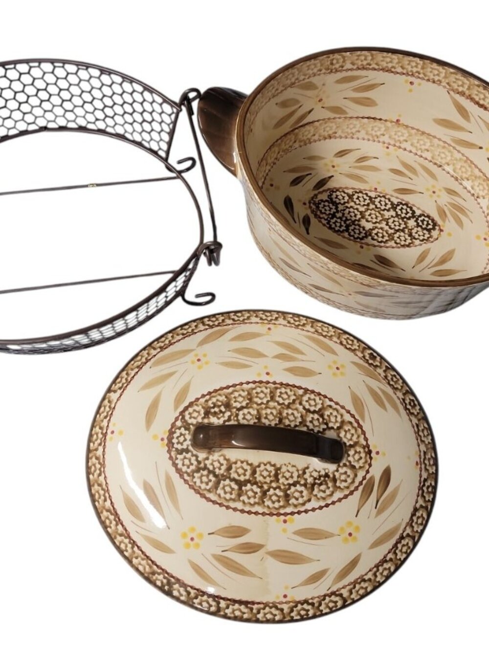 Temptations By Tara Old World Baking Dish Brown Hen w/Lid & Rack 2.5qt KFI722033 - Picture 11 of 16